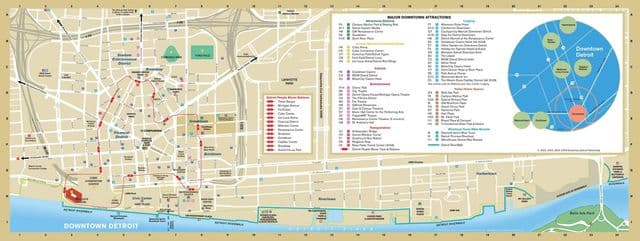 خريطة ديترويت لمشاهدة المعالم السياحية